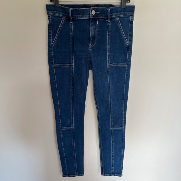 Express Denim - Express Denim Perfect Ankle Legging Jeans Mid Rise Dark Wash Blue Size 8R Seamed